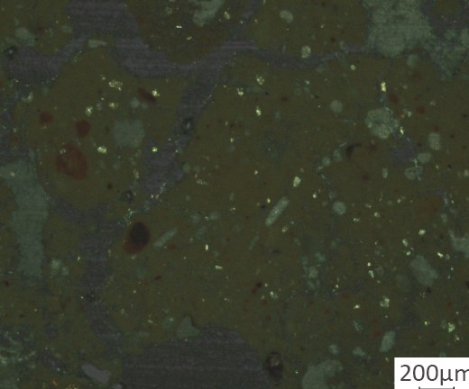 Sediment fired at 900°C, thin section in XPL